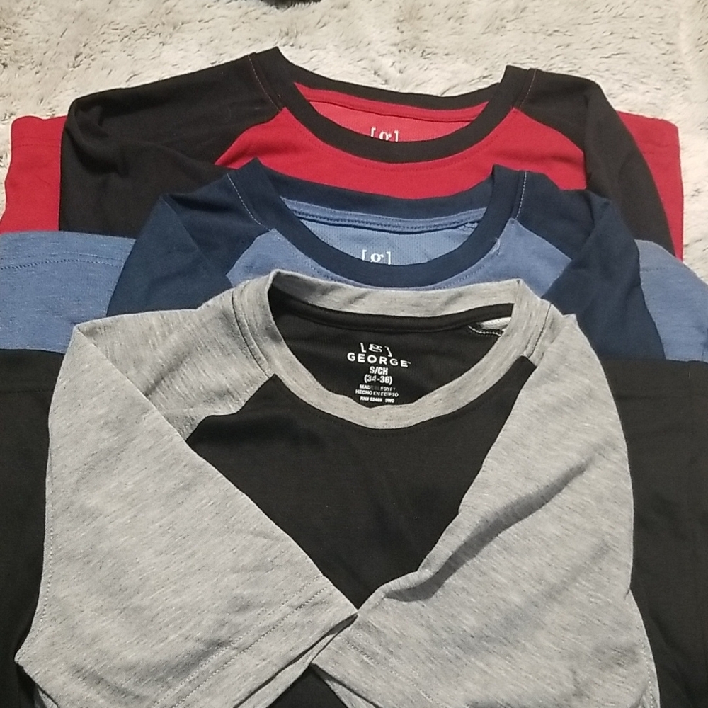 GEORGE, Sz S, Short Skeeve Tees, Blue, Black & Red, EUC, C# 2556